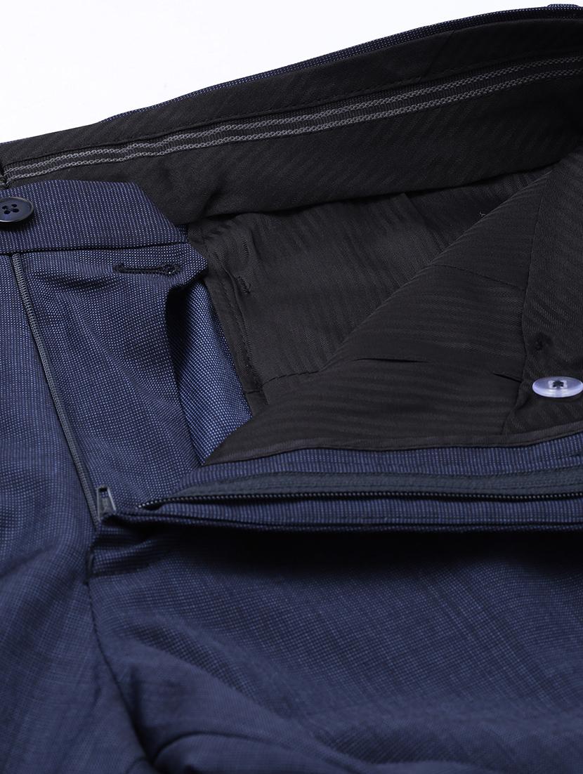 navy blue textured flat front formal trouser - 17367974 - Zoom Image - 5