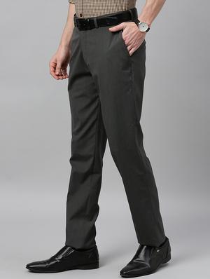 grey textured flat front formal trouser - 17367977 - Standard Image - 2