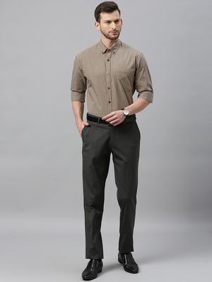 grey textured flat front formal trouser - 17367977 - Standard Image - 4
