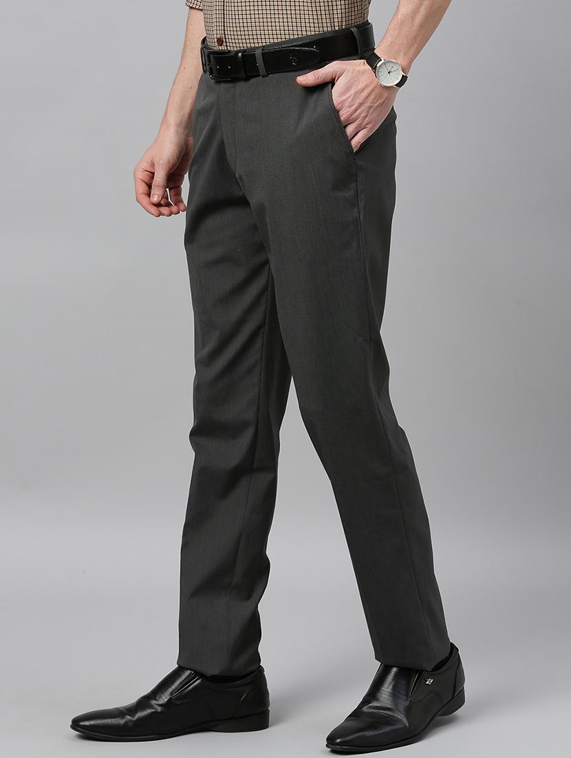 grey textured flat front formal trouser - 17367977 - Zoom Image - 2