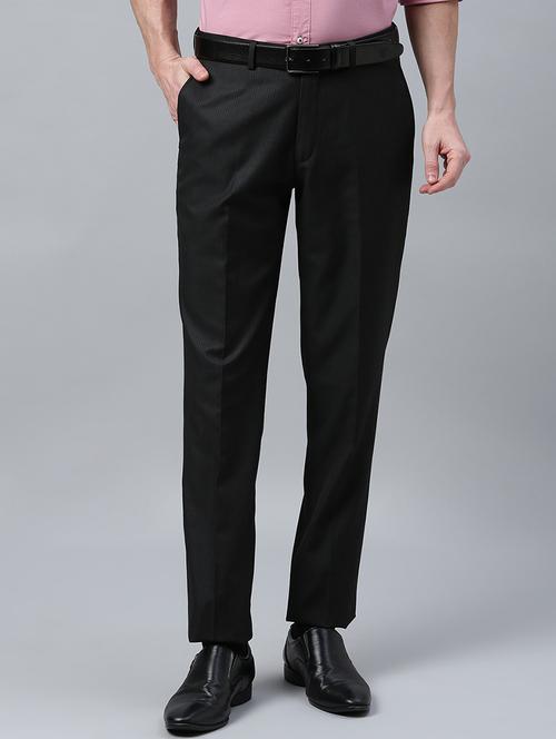 black striped flat front formal trouser - 17367978 - Standard Image - 1