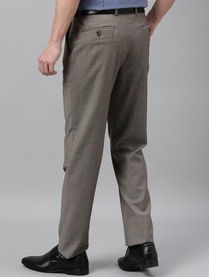 brown solid flat front formal trouser - 17367980 - Standard Image - 3