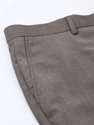 brown solid flat front formal trouser - 17367980 - Standard Image - 6