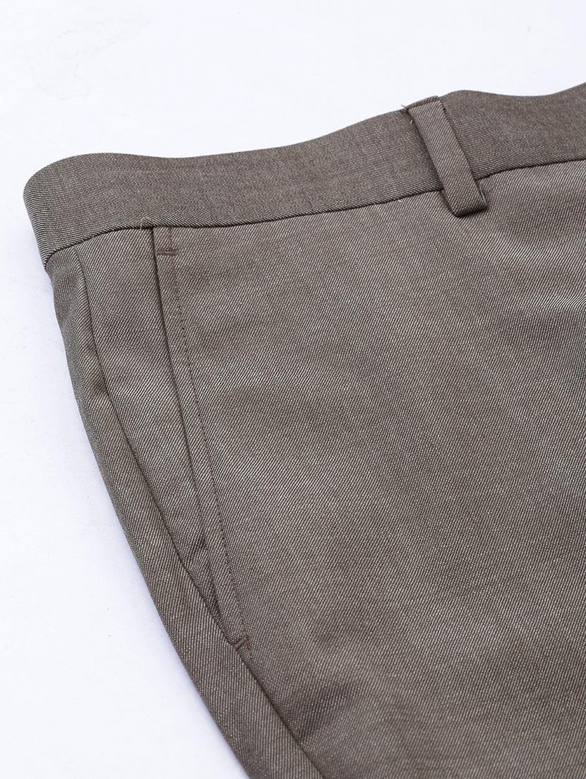 brown solid flat front formal trouser - 17367980 - Zoom Image - 6