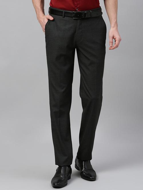 black textured flat front formal trouser - 17367981 - Standard Image - 1