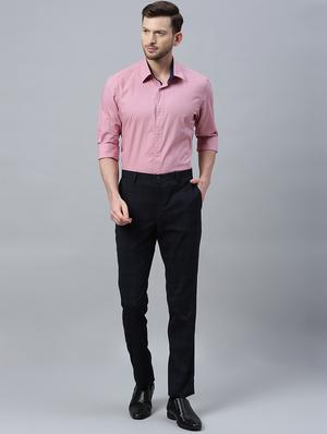 navy blue checkered flat front formal trouser - 17367983 - Standard Image - 4