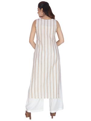 striped straight kurta - 17368001 - Standard Image - 3