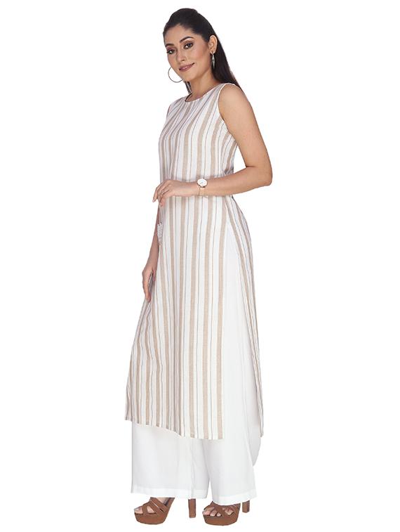 striped straight kurta - 17368001 - Zoom Image - 2