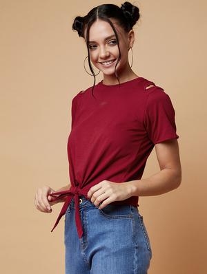 tie front solid top - 17368229 - Standard Image - 2