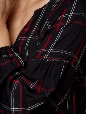 v-neck checkered shirt - 17368235 - Standard Image - 4