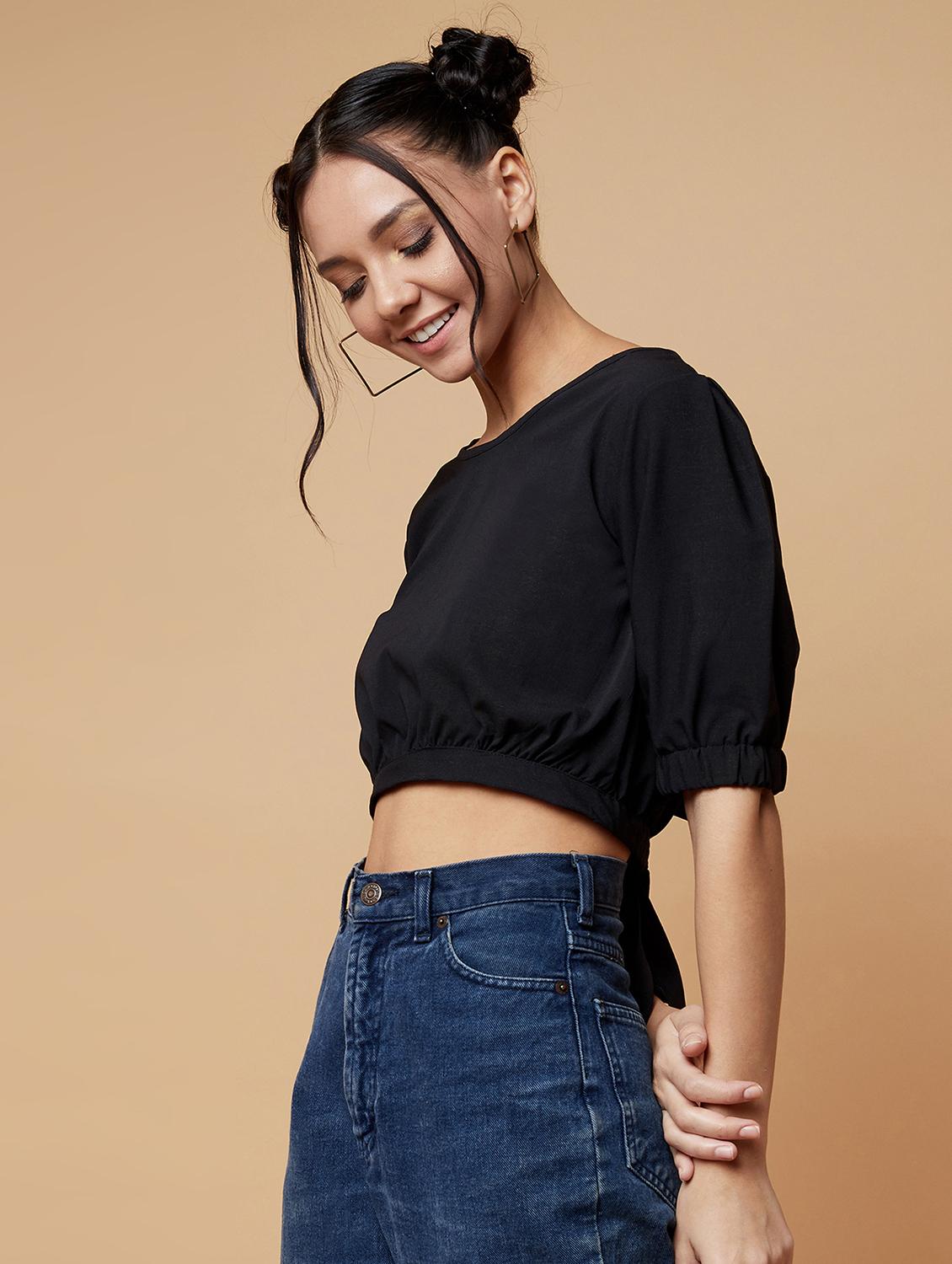 back knotted crop top - 17368241 - Zoom Image - 2