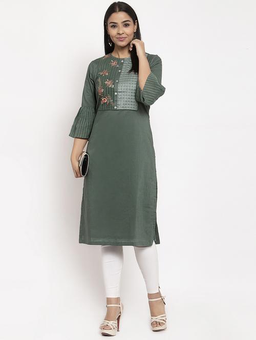 embroidered straight kurta - 17368411 - Standard Image - 1