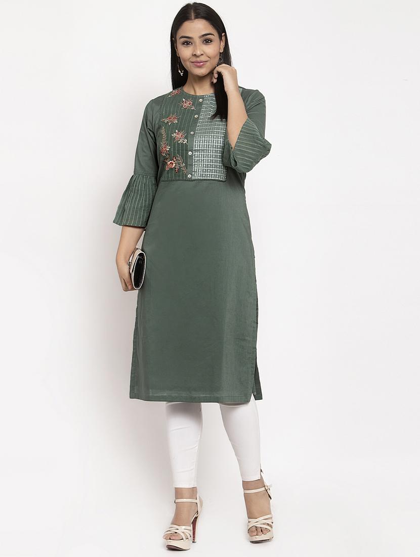 embroidered straight kurta - 17368411 - Zoom Image - 1