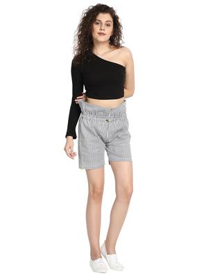 high rise striped shorts - 17369261 - Standard Image - 3