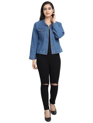 solid denim jacket - 17369267 - Standard Image - 4