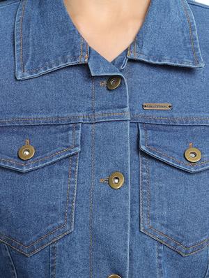 solid denim jacket - 17369267 - Standard Image - 5