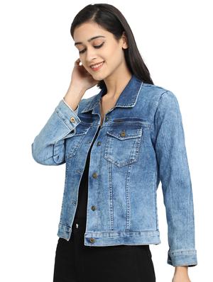 solid denim jacket - 17369268 - Standard Image - 2