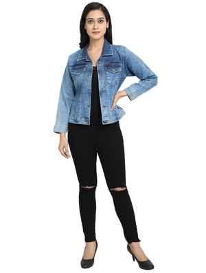 solid denim jacket - 17369268 - Standard Image - 4