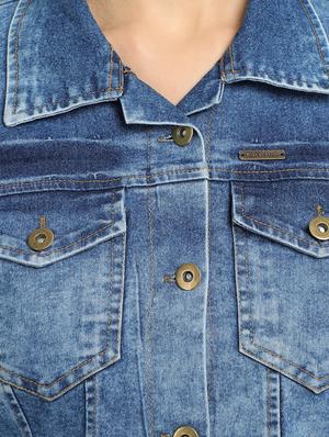 solid denim jacket - 17369268 - Standard Image - 5