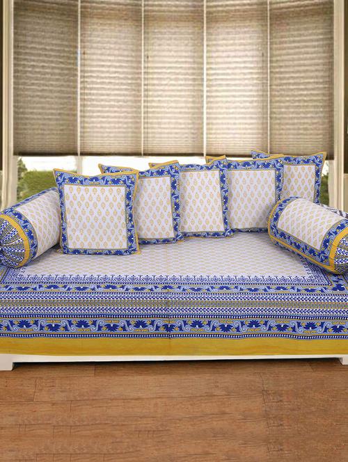 cotton jaipuri print diwan set (pack of 8) - 17369293 - Standard Image - 1
