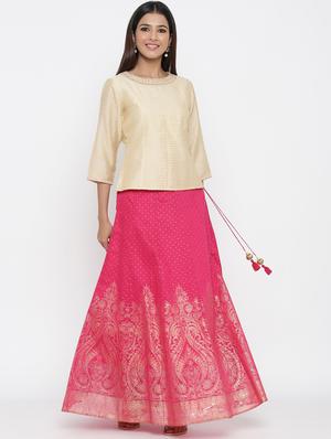 foil print flared lehenga - 17369325 - Standard Image - 2