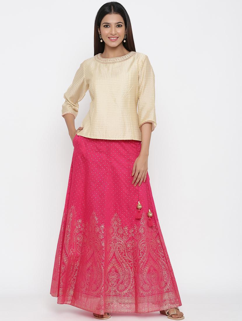 foil print flared lehenga - 17369325 - Zoom Image - 1