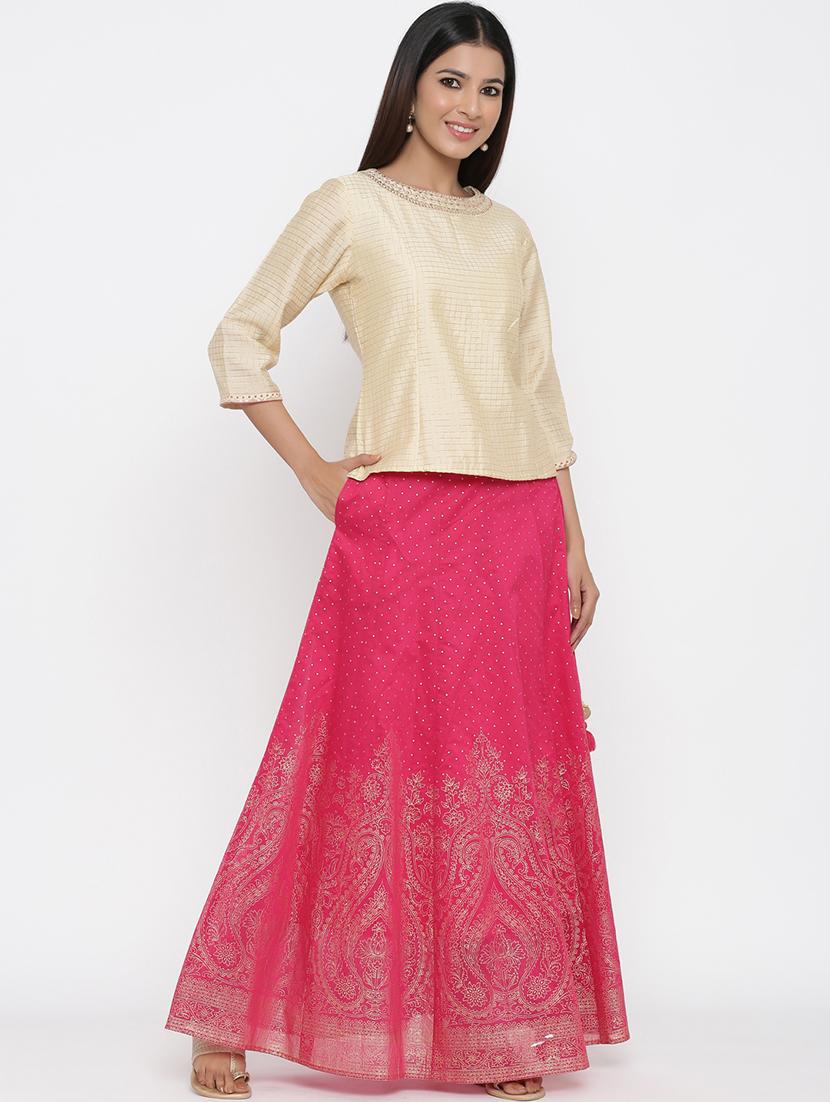 foil print flared lehenga - 17369325 - Zoom Image - 3