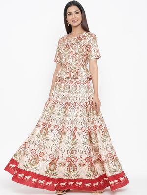 floral print flared lehenga - 17369327 - Standard Image - 2