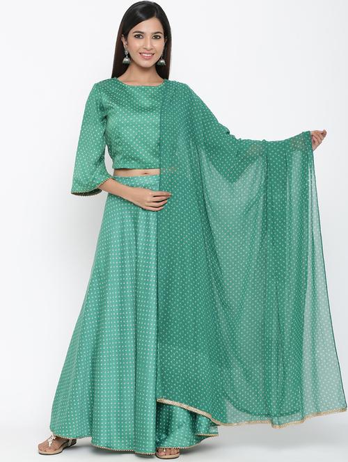 bandhani print flared lehenga - 17369329 - Standard Image - 1