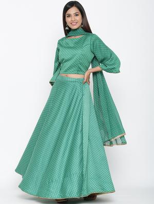 bandhani print flared lehenga - 17369329 - Standard Image - 2