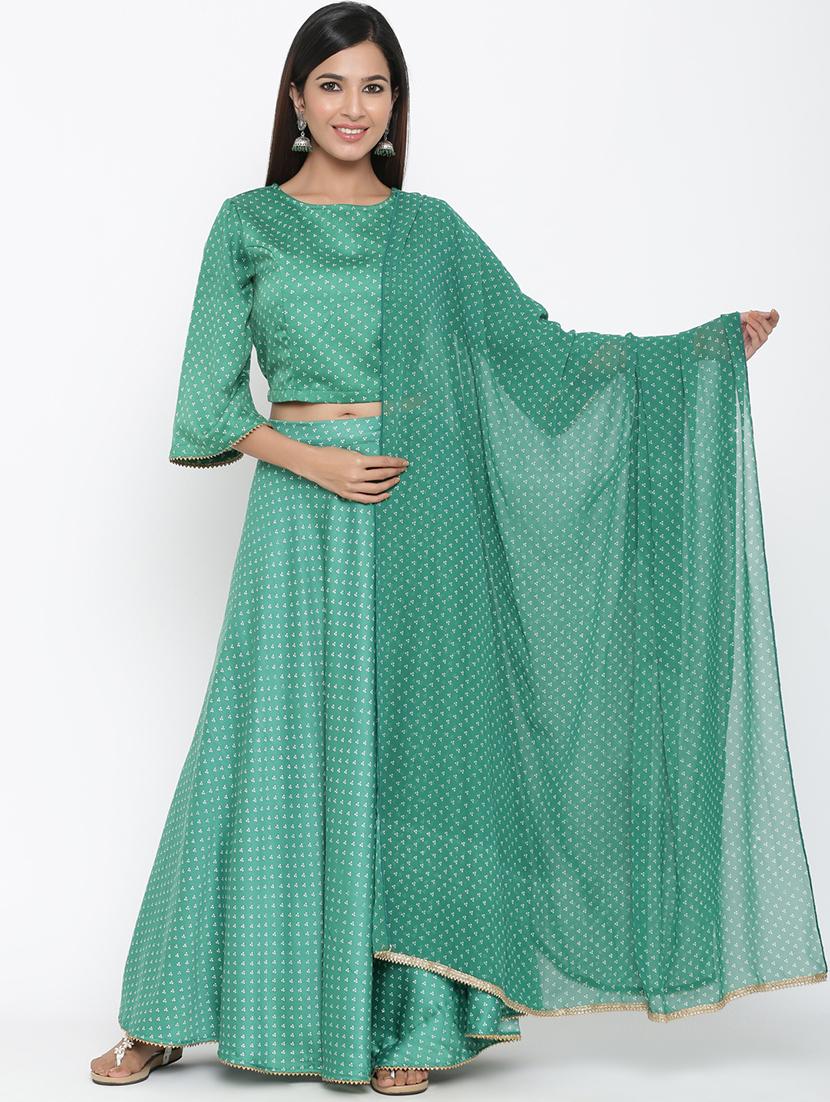 bandhani print flared lehenga - 17369329 - Zoom Image - 1