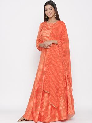 bandhani print flared lehenga - 17369330 - Standard Image - 2