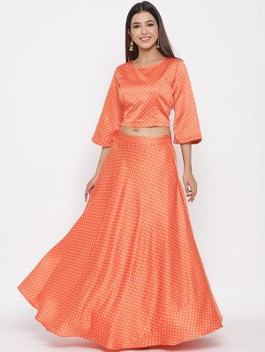 bandhani print flared lehenga - 17369330 - Standard Image - 3