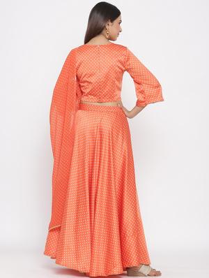 bandhani print flared lehenga - 17369330 - Standard Image - 4