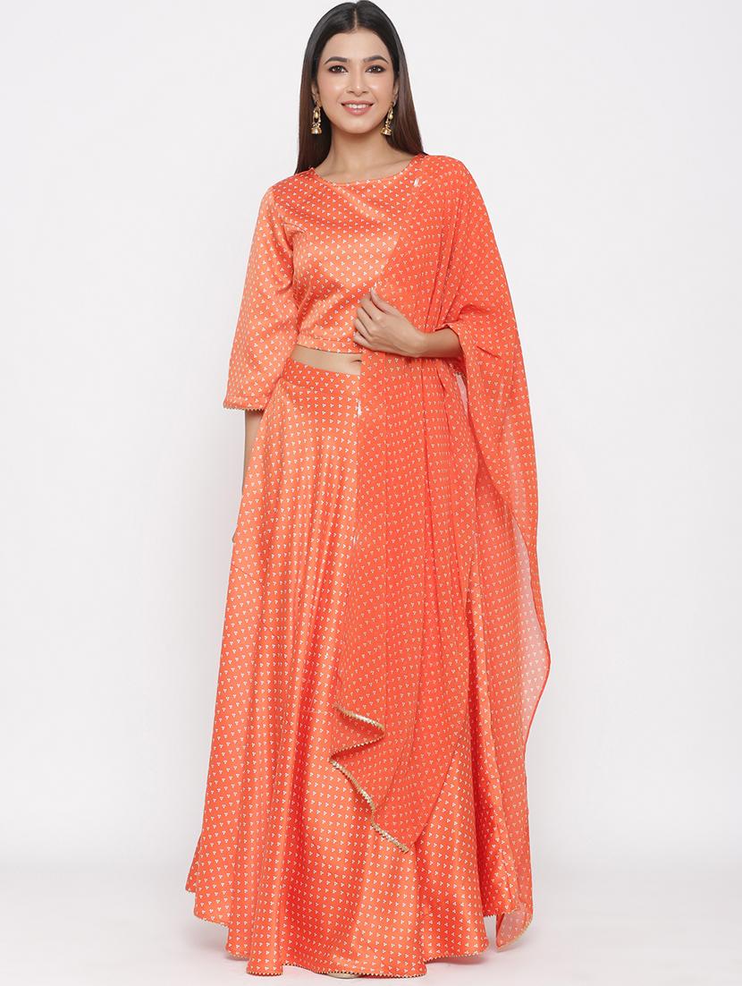 bandhani print flared lehenga - 17369330 - Zoom Image - 1