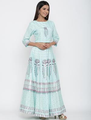 foil print flared lehenga - 17369333 - Standard Image - 3