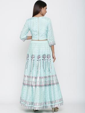 foil print flared lehenga - 17369333 - Standard Image - 4