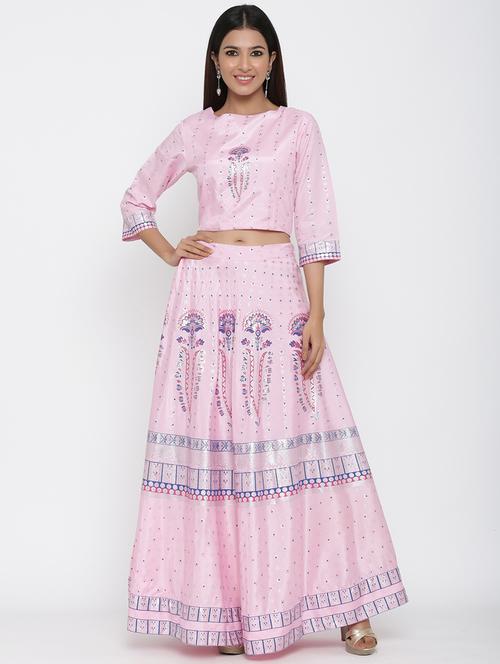 foil print flared lehenga - 17369334 - Standard Image - 1