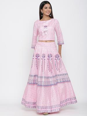 foil print flared lehenga - 17369334 - Standard Image - 2