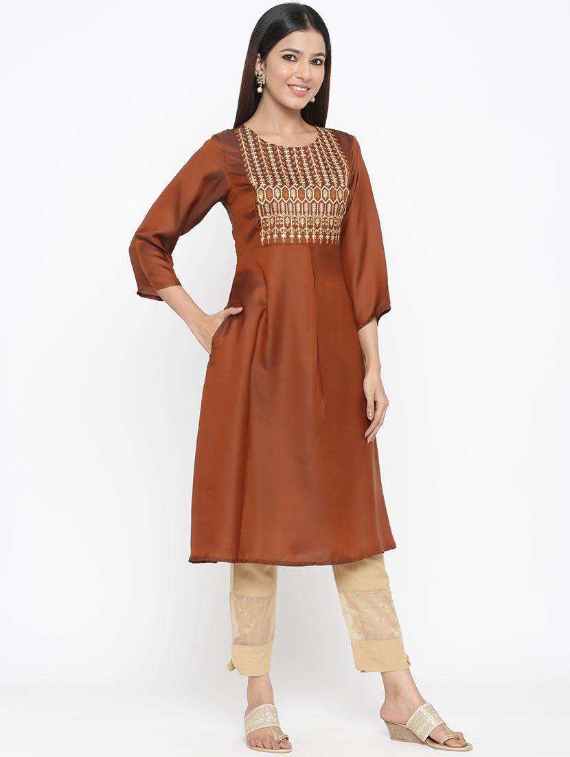 embroidered a-line kurta - 17369364 - Zoom Image - 2