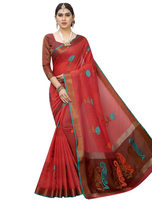 floral banarasi saree with blouse - 17369481 - Standard Image - 1