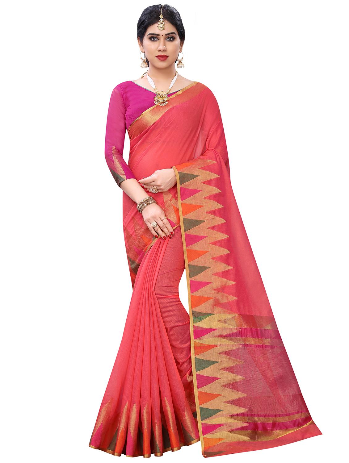 solid banarasi saree with blouse - 17369499 - Zoom Image - 1