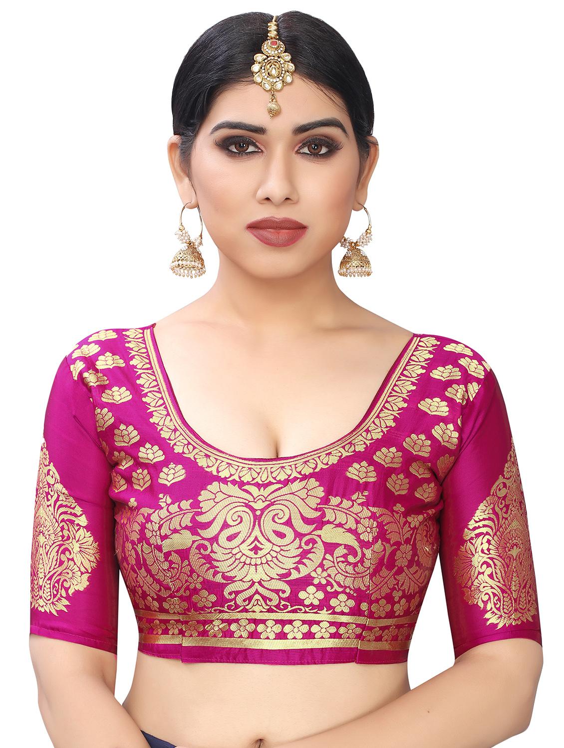 solid plain saree with blouse - 17369504 - Zoom Image - 3