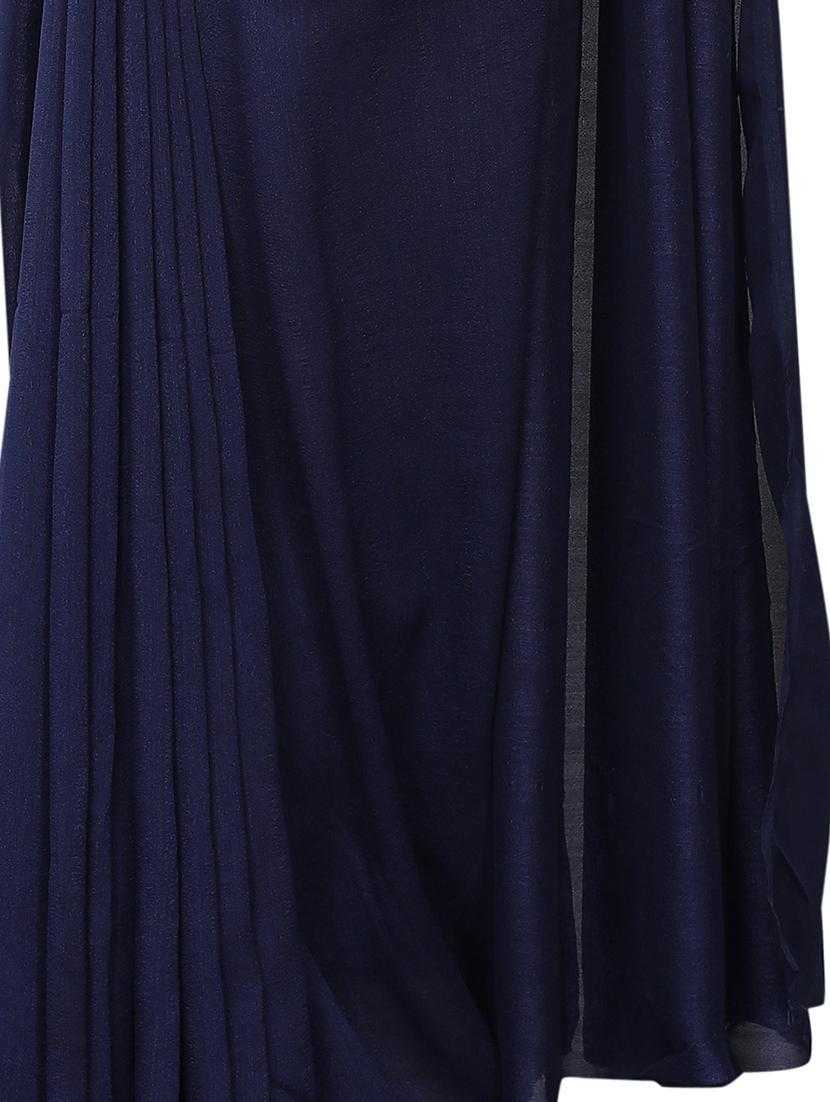 solid plain saree with blouse - 17369504 - Zoom Image - 5