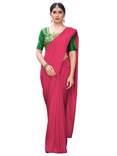 solid plain saree with blouse - 17369509 - Standard Image - 1
