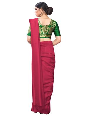 solid plain saree with blouse - 17369509 - Standard Image - 2