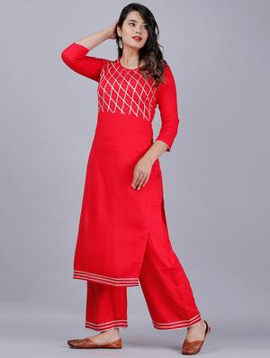 solid kurta palazzo set - 17369975 - Standard Image - 2