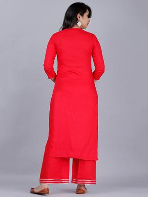 solid kurta palazzo set - 17369975 - Standard Image - 3
