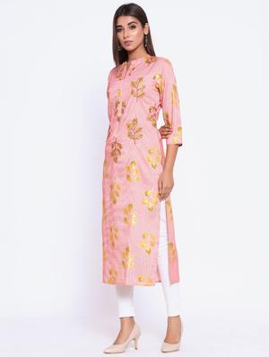gold print straight kurta - 17370076 - Standard Image - 2