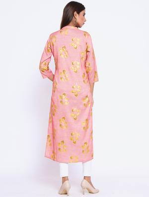 gold print straight kurta - 17370076 - Standard Image - 3